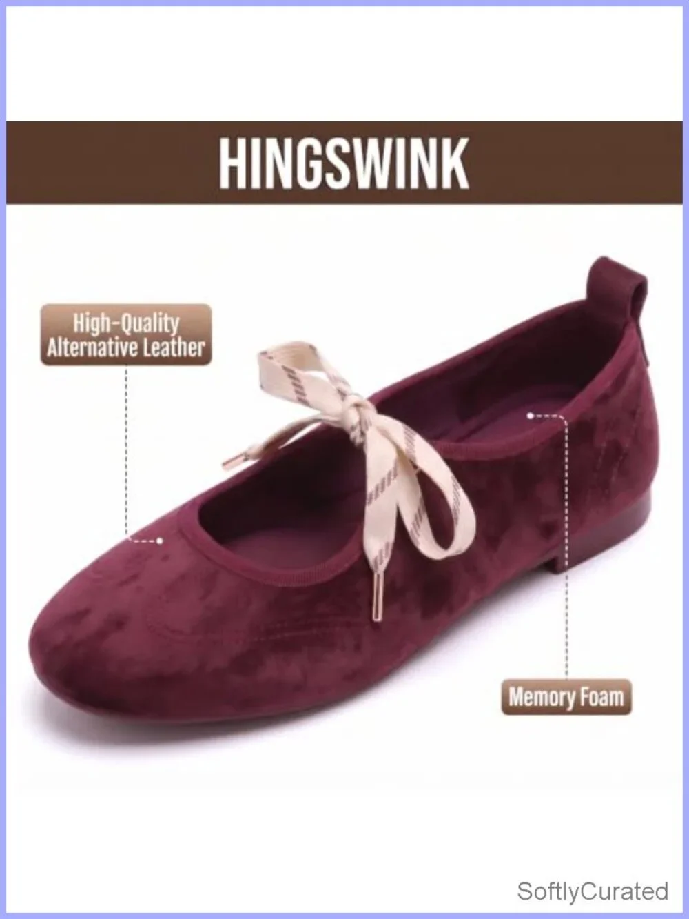 Women's Velvet Bow Ballet Flats Mary Jane Memory Foam Round Toe Slip On